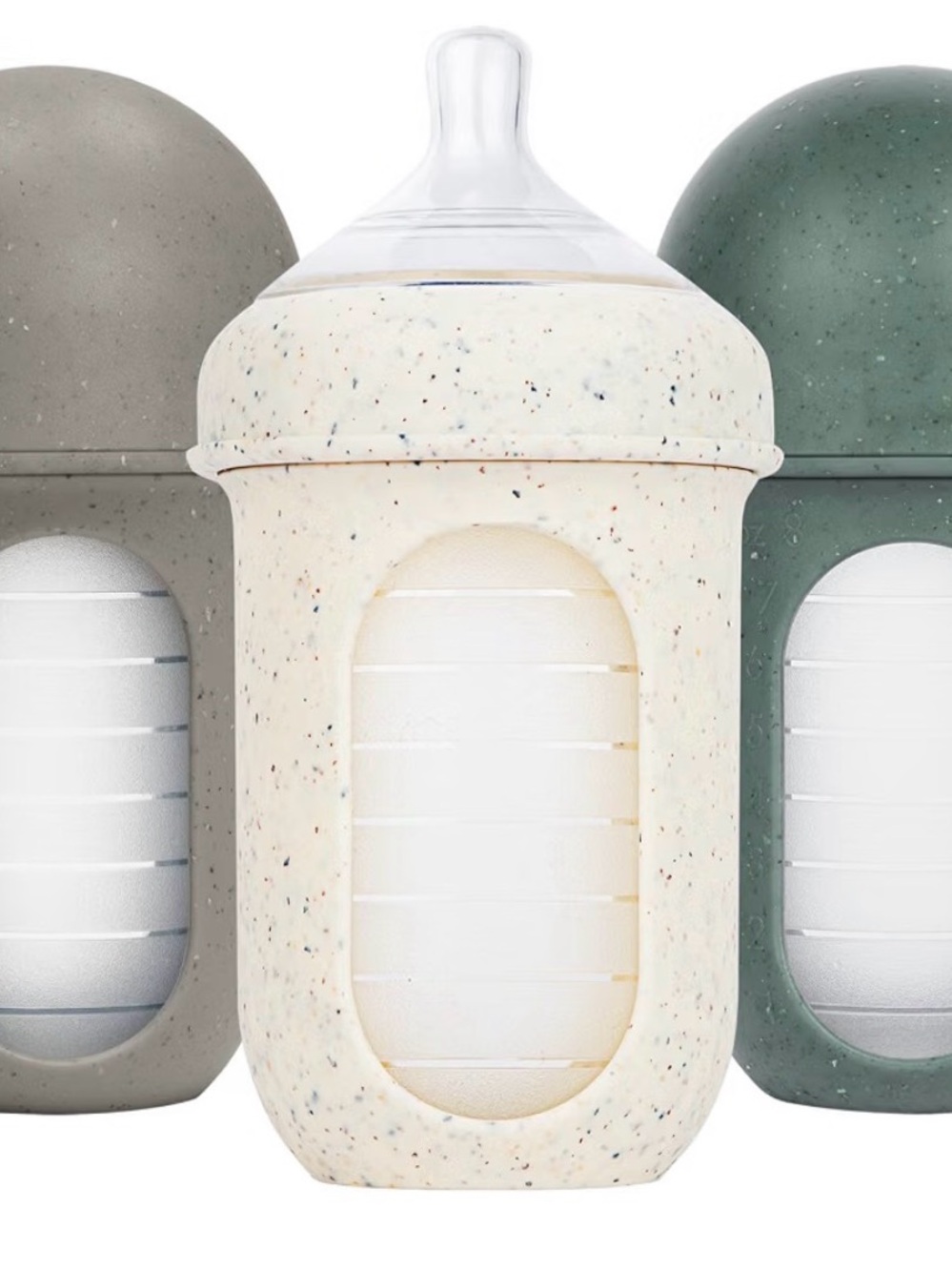 Speckled Cream Silicone Sleeve Baby Bottle - Neutral Feed Bottle